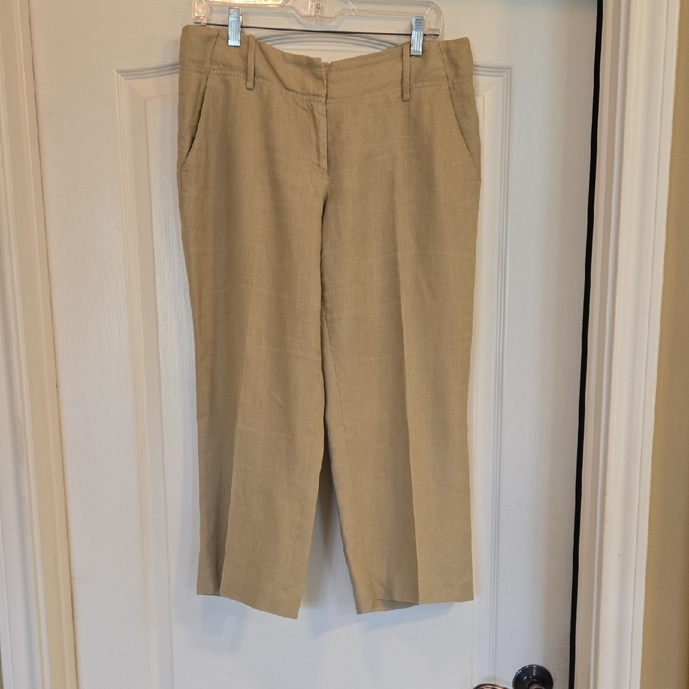 Michael Kors Beige Linen Crop/Capri Trouser Style Pants